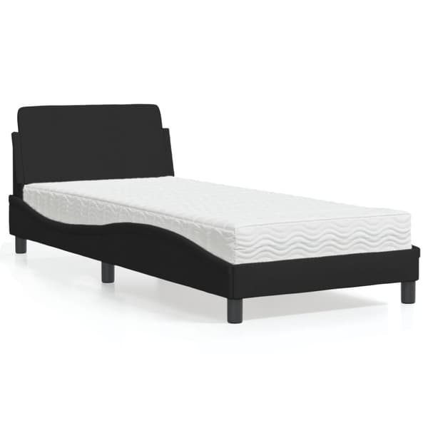 Säng med madrass svart 90x200 cm tyg