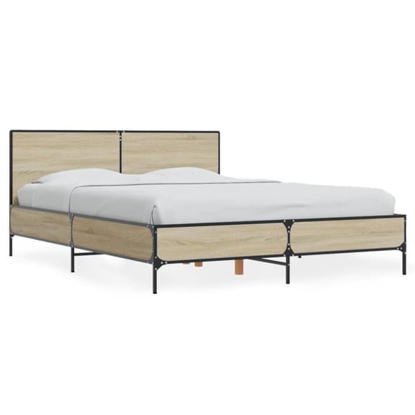 Sängram sonoma-ek 135x190 cm konstruerat trä och metall