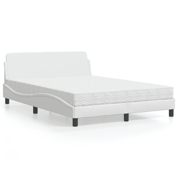 Säng med madrass vit 140x190 cm konstläder