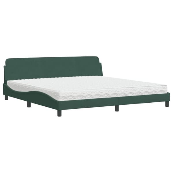 Säng med madrass mörkgrön 200x200 cm sammet