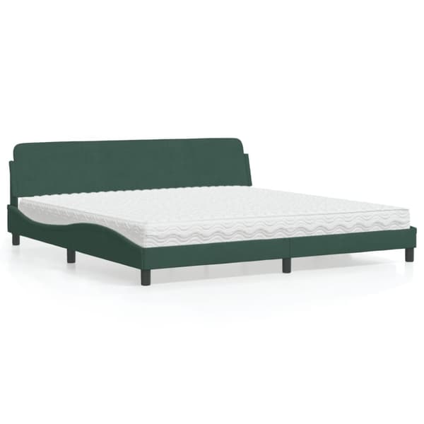 Säng med madrass mörkgrön 200x200 cm sammet