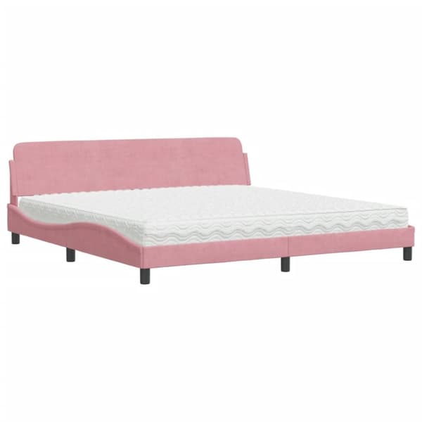 Säng med madrass rosa 200x200 cm sammet