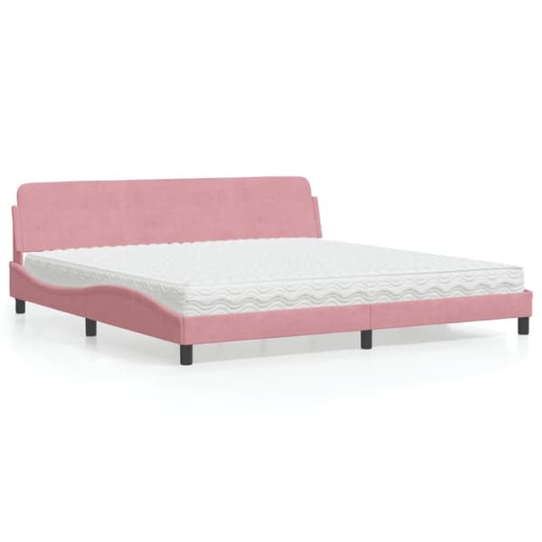 Säng med madrass rosa 200x200 cm sammet