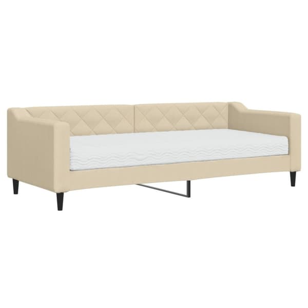 Dagbädd med madrass beige 80x200 cm tyg