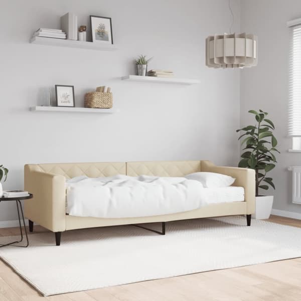 Dagbädd med madrass beige 80x200 cm tyg