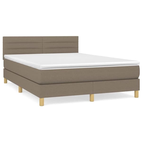 Ramsäng med madrass taupe 140x200 cm tyg