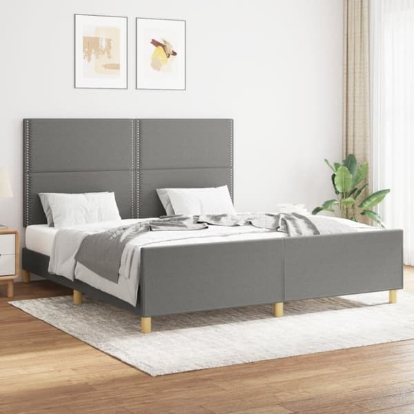 Sängram utan madrass mörkgrå 160x200 cm tyg