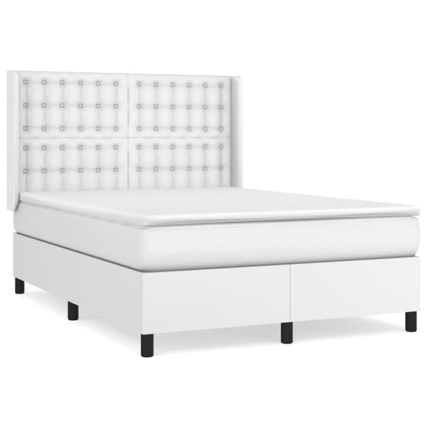 Ramsäng med madrass vit 140x190 cm konstläder