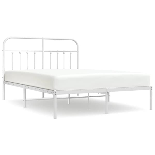 Sängram med huvudgavel metall vit 135x190 cm