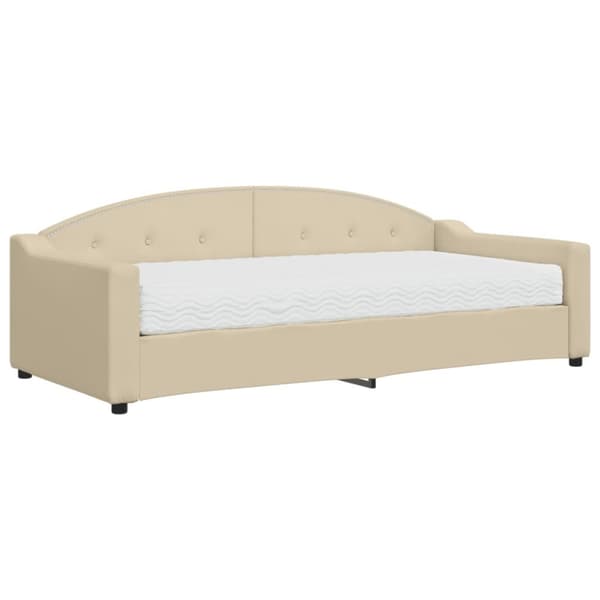 Dagbädd med madrass beige 90x200 cm tyg
