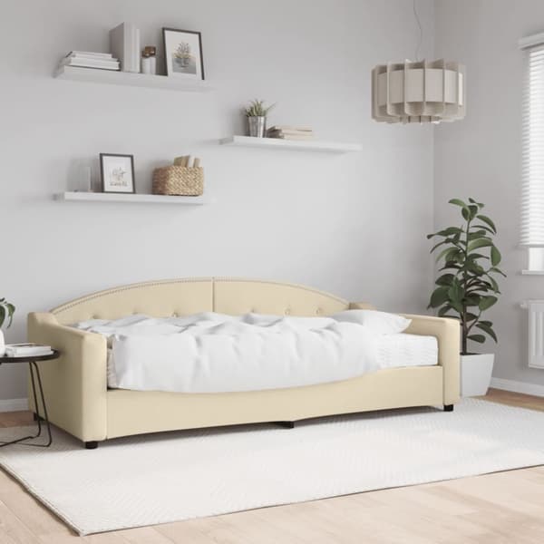 Dagbädd med madrass beige 90x200 cm tyg
