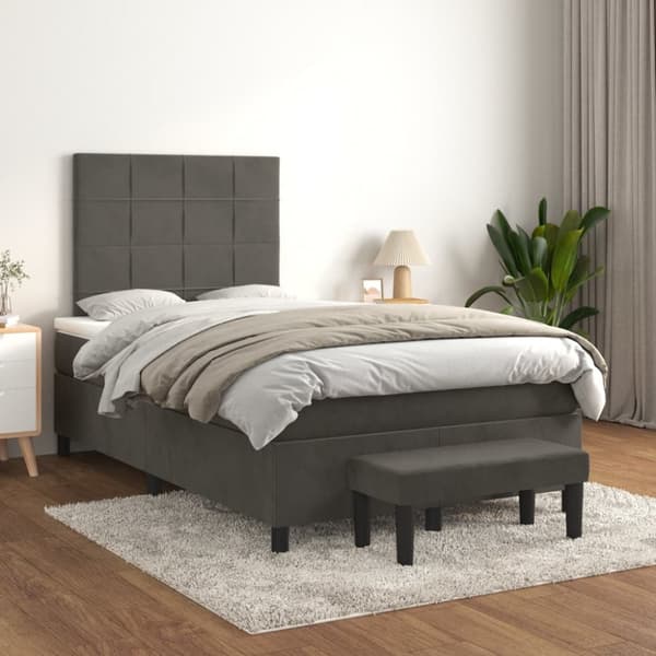 Ramsäng med madrass mörkgrå 120x200 cm sammet