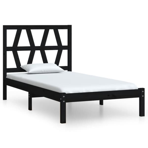 Sängram svart massiv furu 75x190 cm