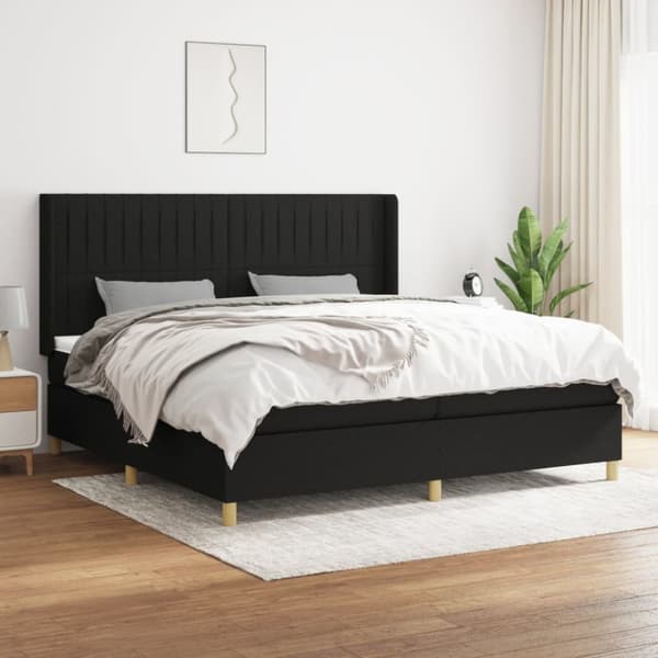 Ramsäng med madrass svart 200x200 cm tyg