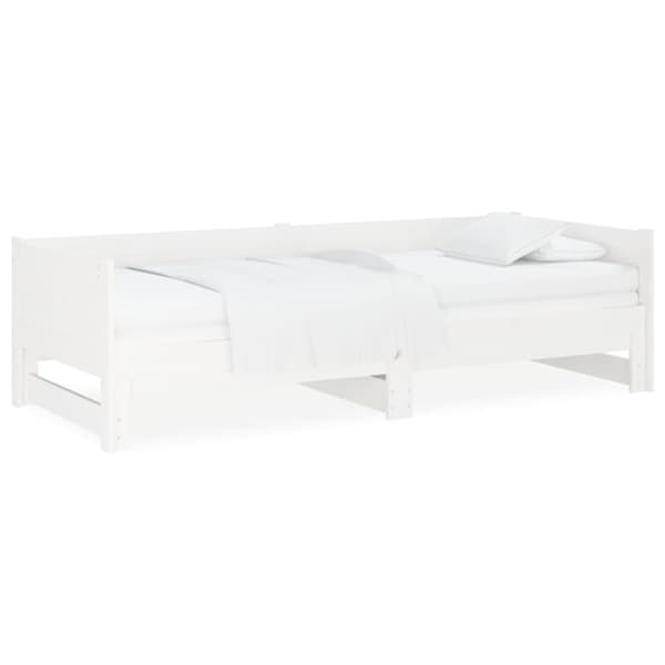 Utdragbar dagbädd vit massiv furu 2x(80x200) cm