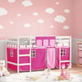 Miniatyrbild 1 av 2: Loftsäng med rutschkana rosa 80x200 cm massiv furu