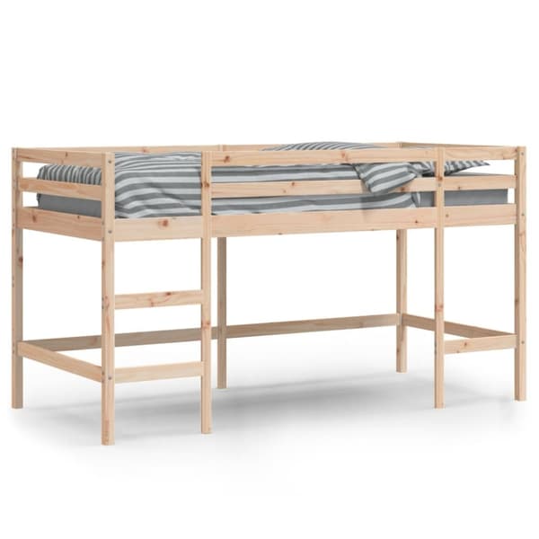 Loftsäng med stege 90x200 cm massiv furu