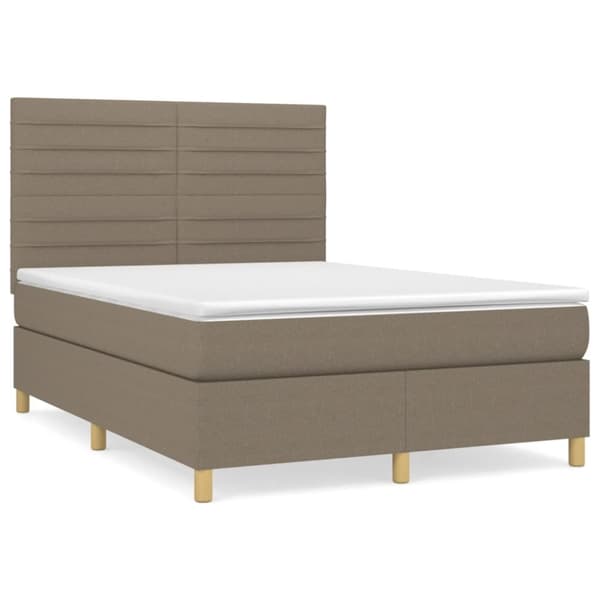 Ramsäng med madrass taupe 140x200 cm tyg