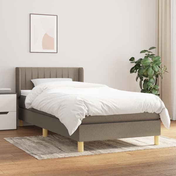 Ramsäng med madrass taupe 100x200 cm tyg