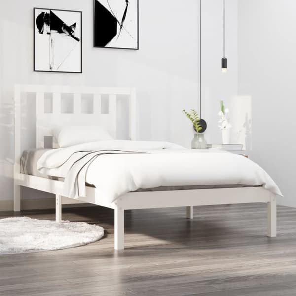 Sängram vit massiv furu 90x200 cm