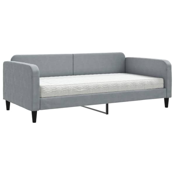 Dagbädd med madrass ljusgrå 100x200 cm tyg