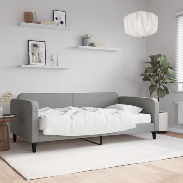 Dagbädd med madrass ljusgrå 100x200 cm tyg