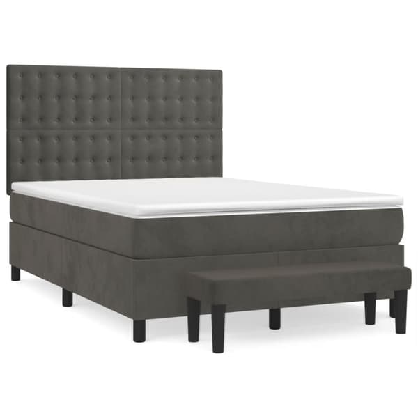 Ramsäng med madrass mörkgrå 140x190 cm sammet
