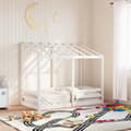 Miniatyrbild 1 av 2: Barnsäng med tak vit 70x140 cm massiv furu