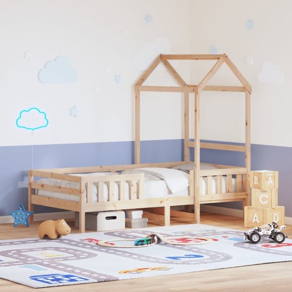 Sängram med tak 75x190 cm massiv furu