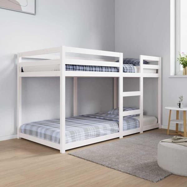 Våningssäng vit 90x190 cm massiv furu