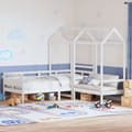 Miniatyrbild 1 av 2: Dagbädd med bänk och tak vit 90x190 cm massiv furu