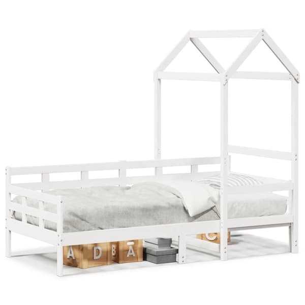 Dagbädd med tak vit 90x190 cm massiv furu