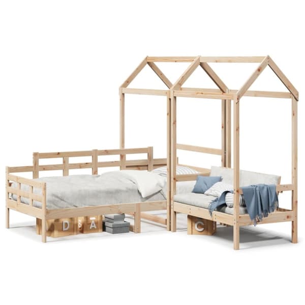 Dagbädd med bänk och tak 80x200 cm massiv furu