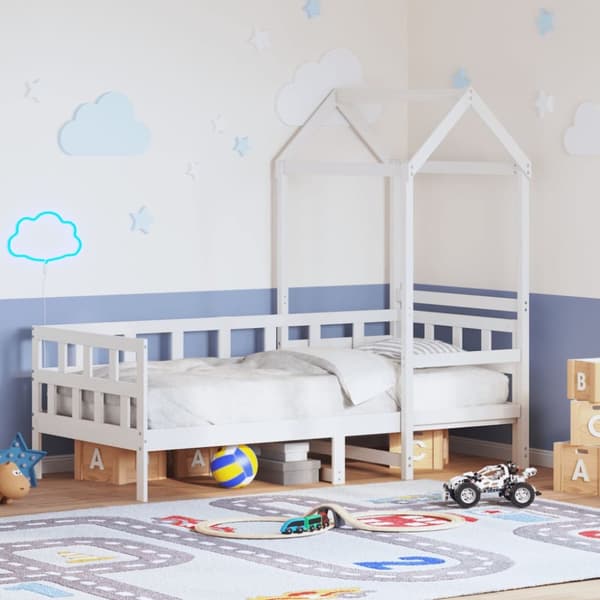Dagbädd med tak vit 80x200 cm massiv furu