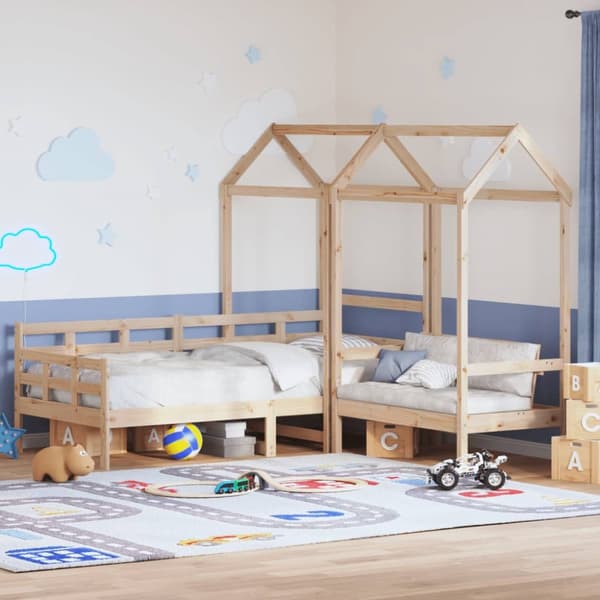 Dagbädd med bänk och tak 90x190 cm massiv furu