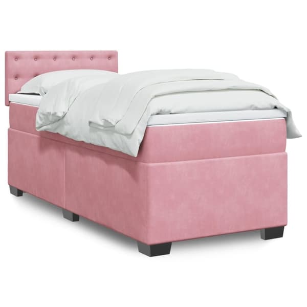 Ramsäng med madrass rosa 90x200 cm sammet