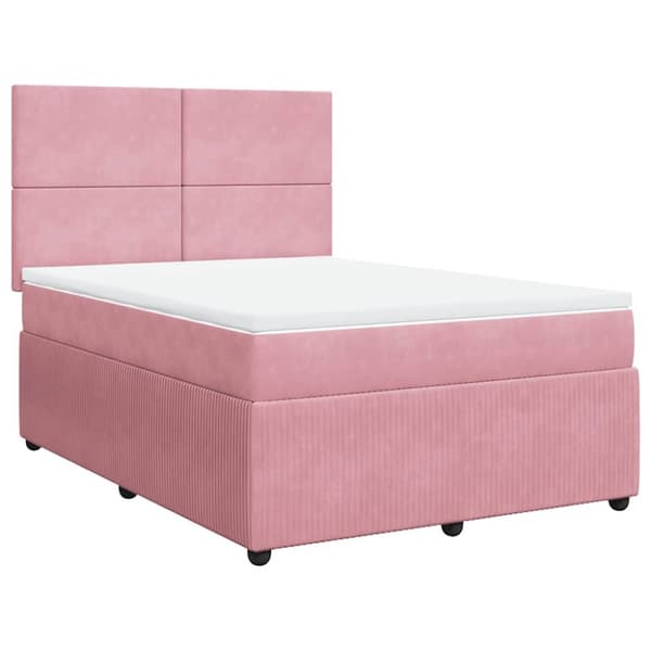 Ramsäng med madrass rosa 140x200 cm sammet