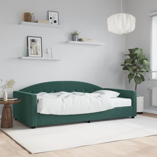 Dagbädd med madrass mörkgrön 100x200 cm sammet