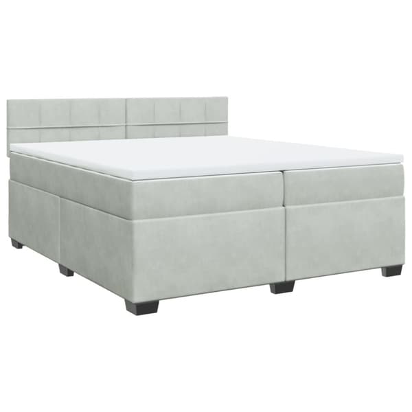 Ramsäng med madrass ljusgrå 200x200 cm sammet