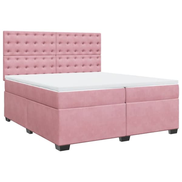 Ramsäng med madrass rosa 200x200 cm sammet