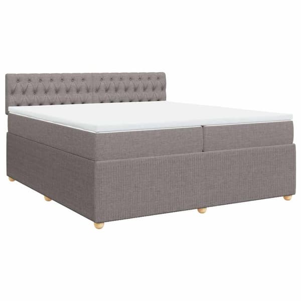 Ramsäng med madrass taupe 200x200 cm tyg