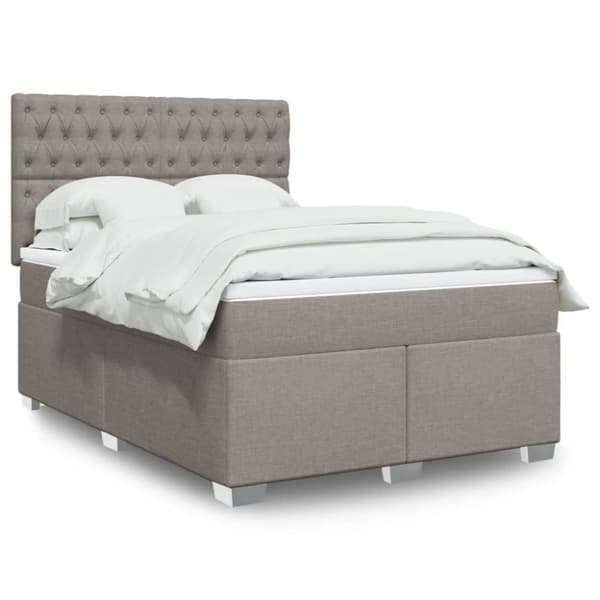 Ramsäng med madrass taupe 140x190 cm tyg