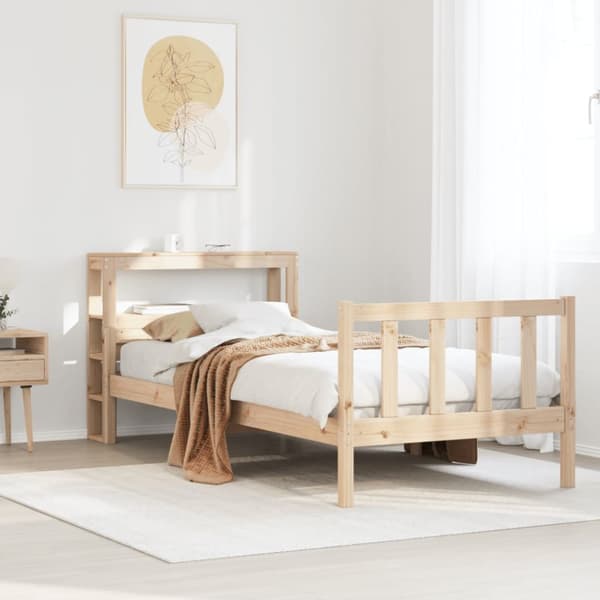 Sängram utan madrass 75x190 cm massiv furu