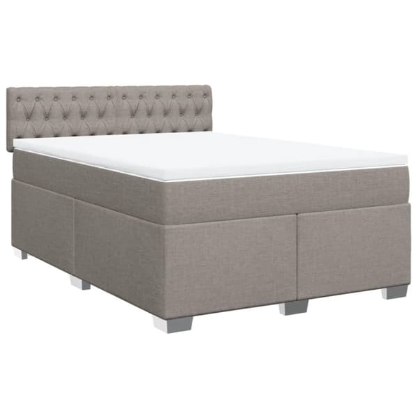 Ramsäng med madrass taupe 160x200 cm tyg
