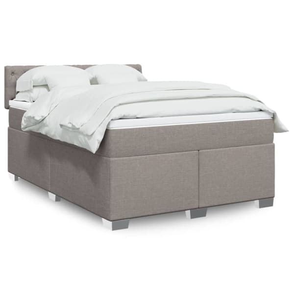 Ramsäng med madrass taupe 160x200 cm tyg