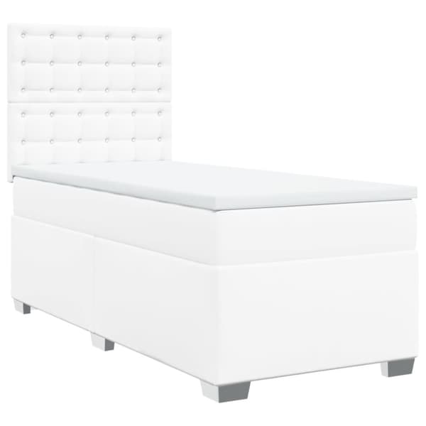 Ramsäng med madrass vit 80x200 cm konstläder