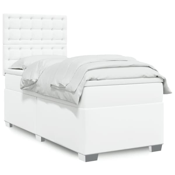 Ramsäng med madrass vit 80x200 cm konstläder