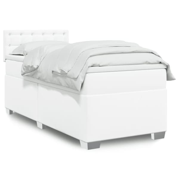 Ramsäng med madrass vit 80x200 cm konstläder