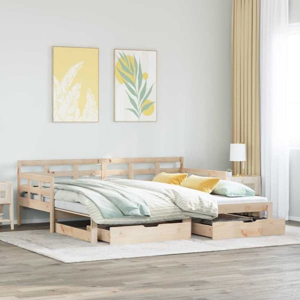 Dagbädd utdragbar med lådor utan madrass 90x190 cm