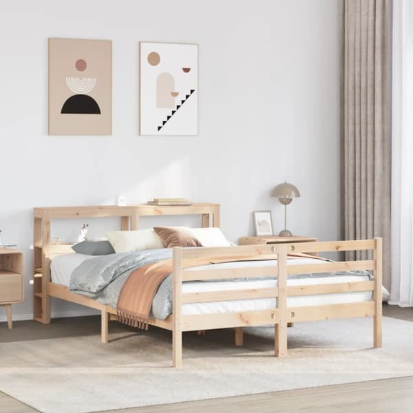 Sängram med huvudgavel 120x190 cm massiv furu